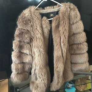 Faux fur coat in large